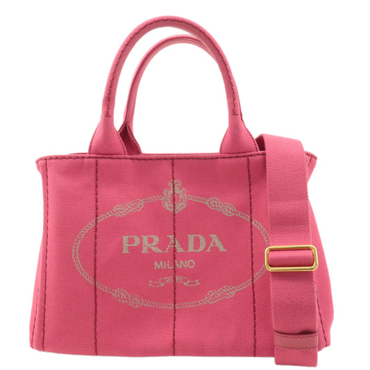 PRADA-Logo-Canapa-Mini-Canvas-2Way-Shoulder-Bag-Pink-1BG439