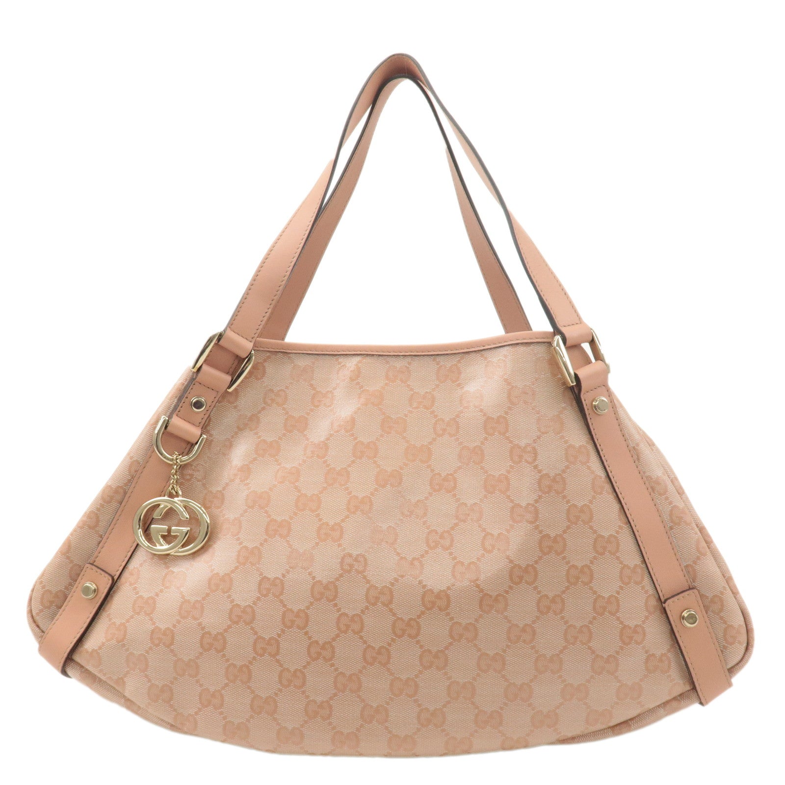 GUCCI Abbey GG Crystal Leather Tote Hand Bag Pink 130736