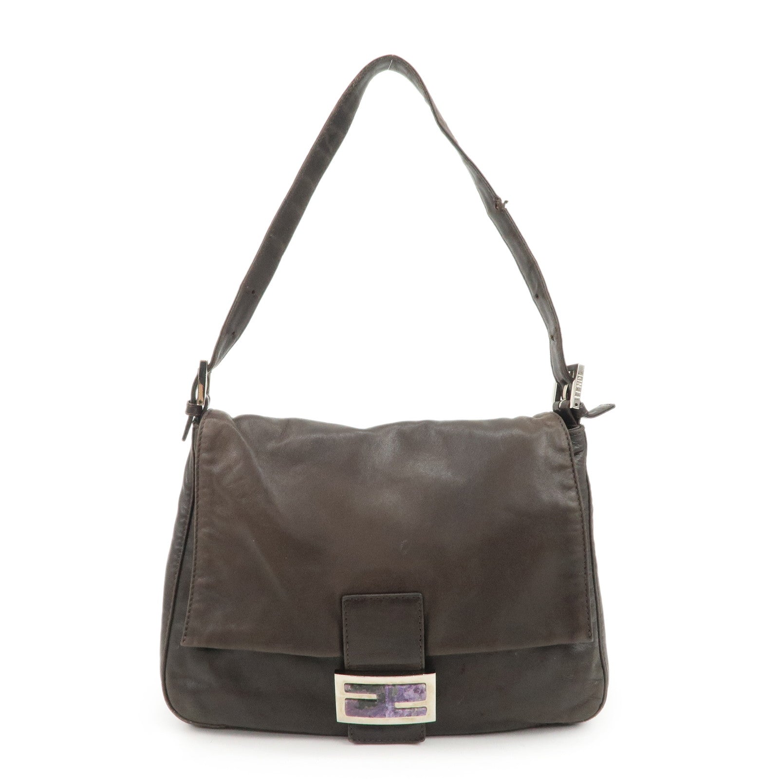 FENDI-Mamma-Baguette-Leather-Shoulder-Bag-Dark-Brown-26325
