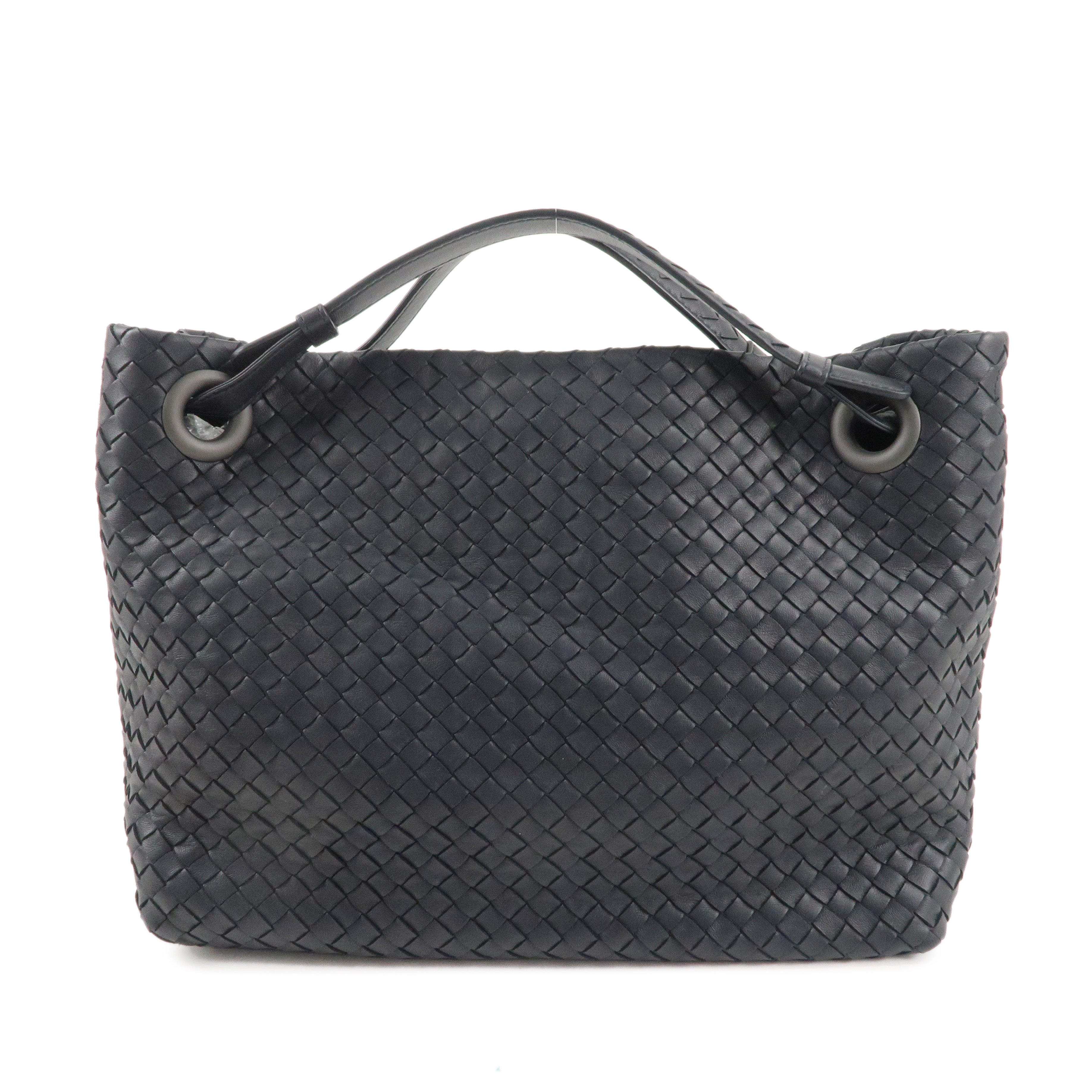 BOTTEGA VENETA Intrecciato Leather Tote Bag Hand Bag Navy