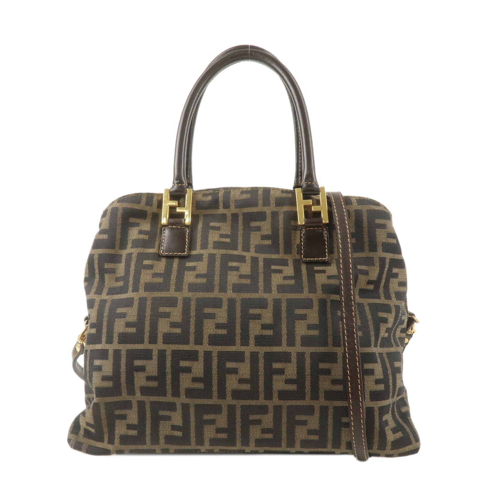 FENDI-Zucca-Canvas-Leather-2WAY-Bag-Hand-Bag-14968