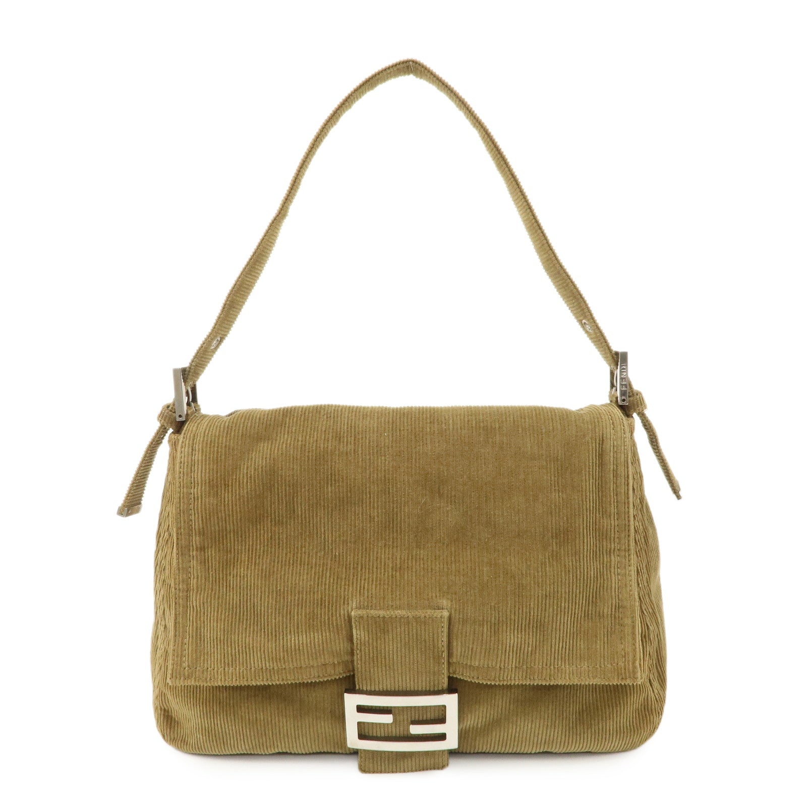 FENDI-Mamma-Baguette-Corduroy-Shoulder-Bag-Khaki-26325