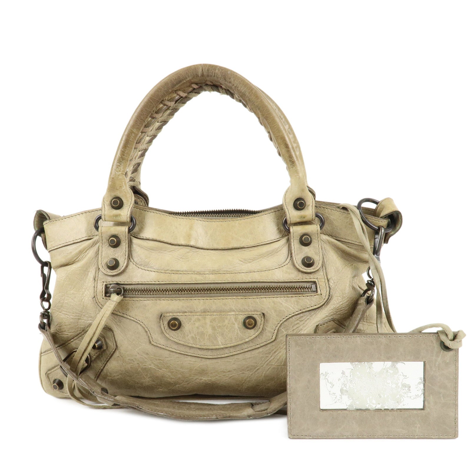 BALENCIAGA-The-First-Leather-2Way-Bag-Hand-Bag-Beige-103208