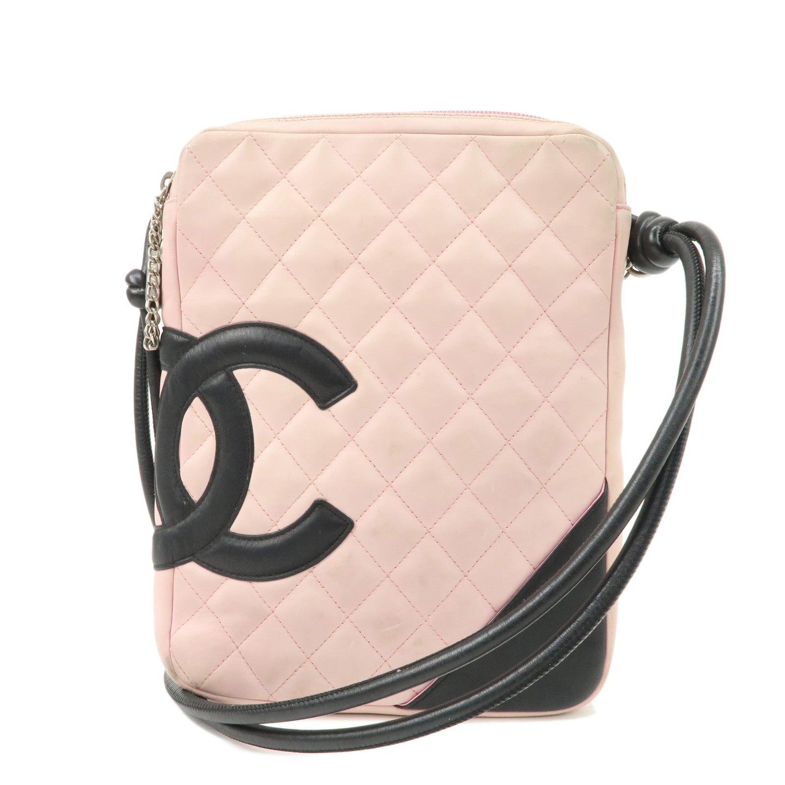 CHANEL-Cambon-Line-Lamb-Skin-Pochette-Shoulder-Bag-Pink-A25178