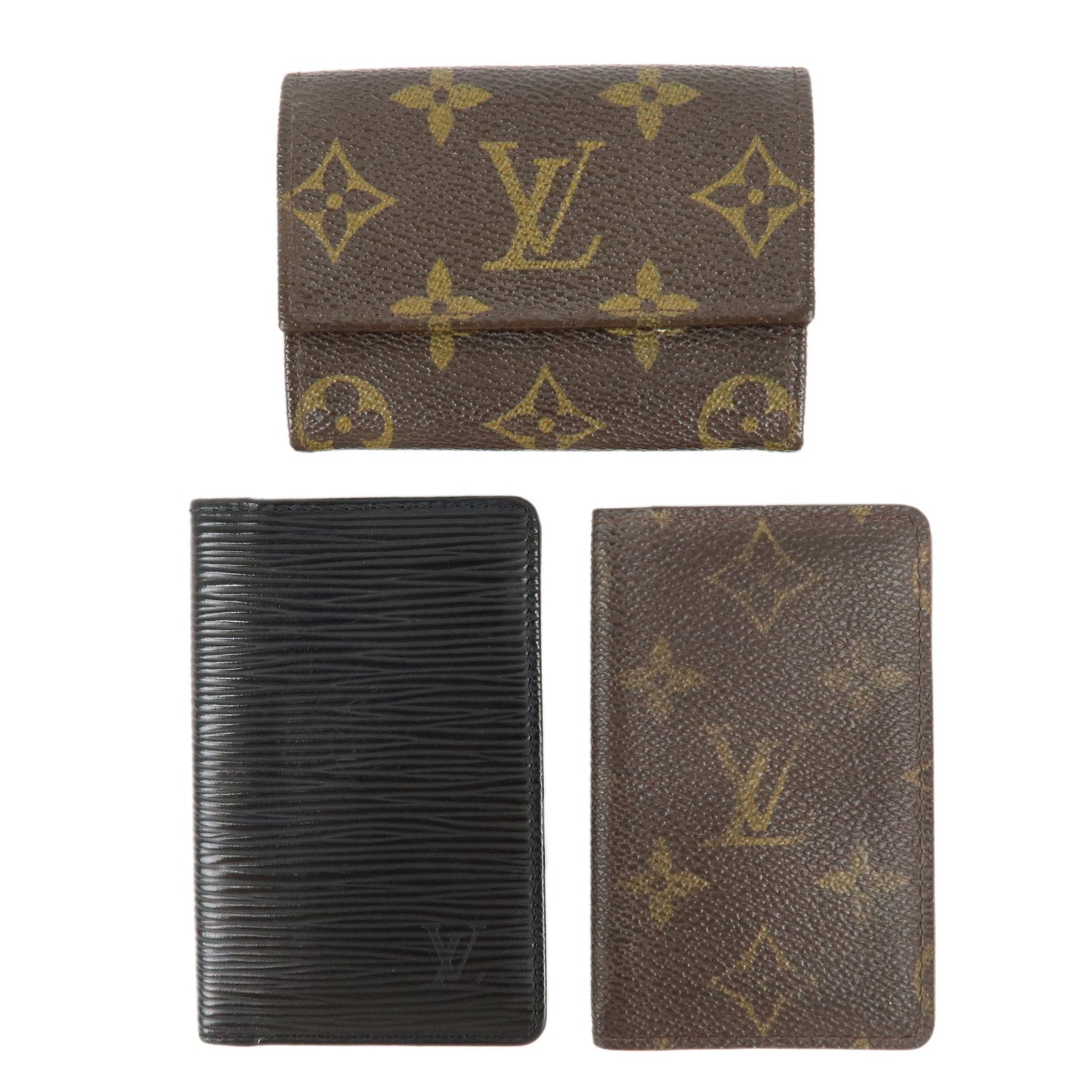 Louis-Vuitton-Set-of-3-Monogram-Epi-Coin-Case-Card-Case