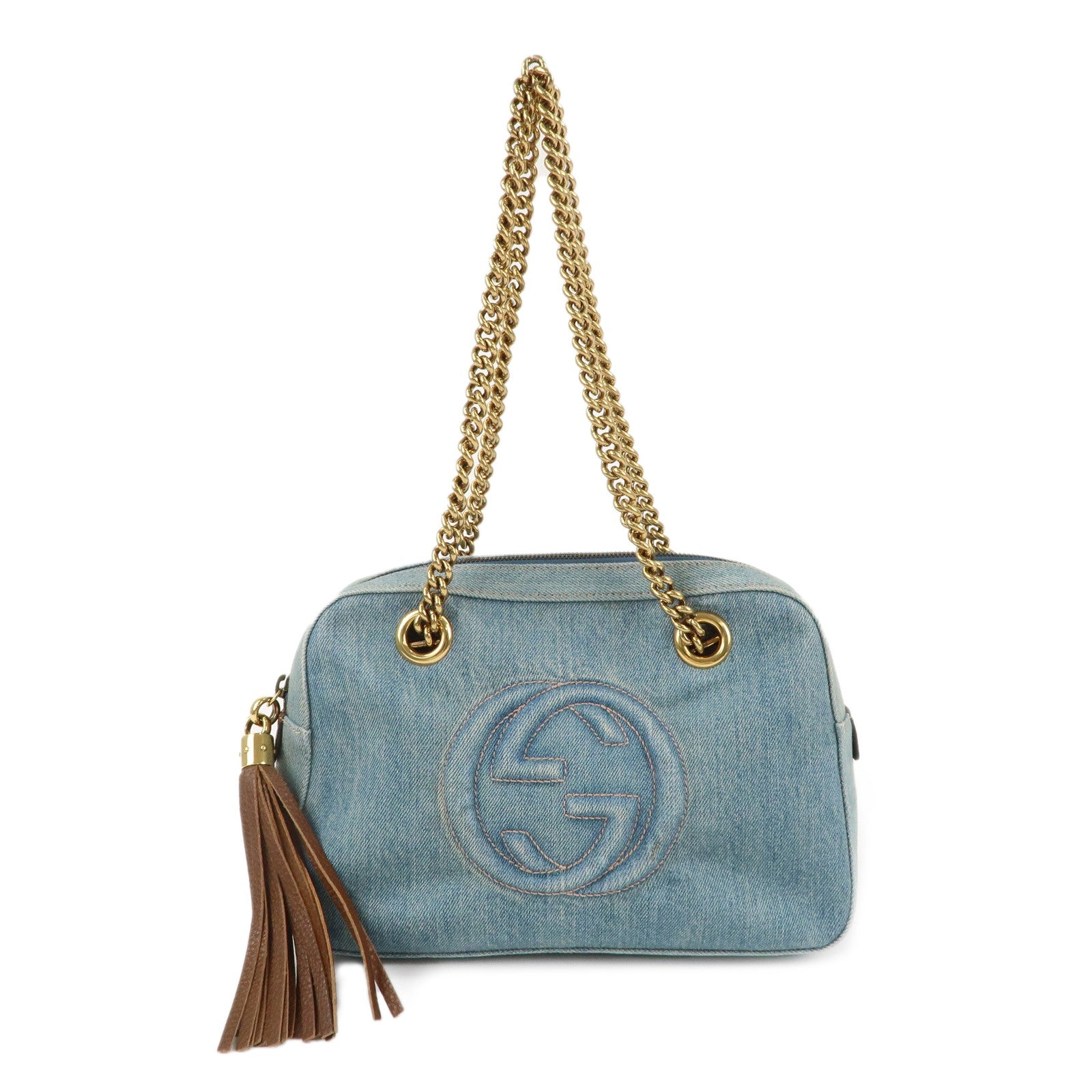 GUCCI-SOHO-Interlocking-G-Denim-Leather-Chain-Shoulder-Bag-308988