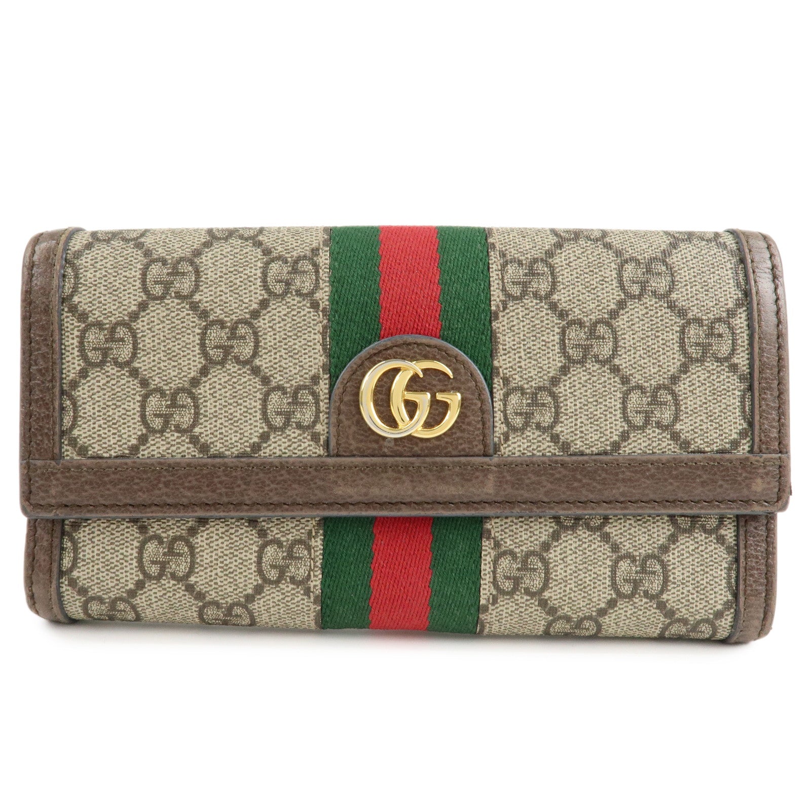 GUCCI-Ophidia-Sherry-GG-Supreme-Leather-Bifold-Long-Wallet-523153