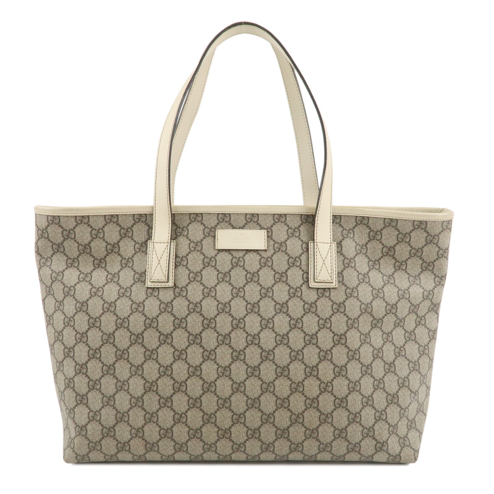 GUCCI GG Supreme Leather Tote Bag Beige Ivory 211137