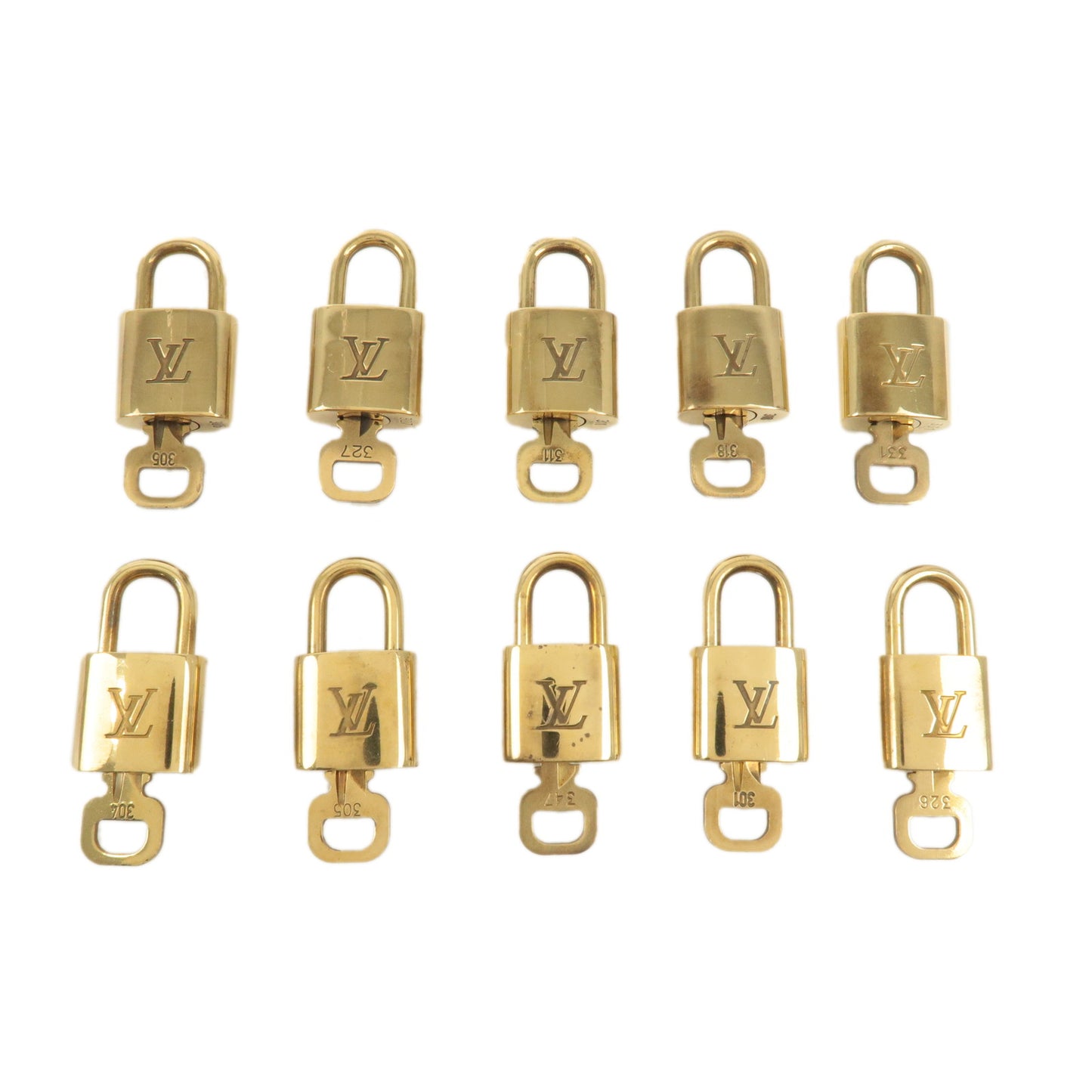 Louis Vuitton Set of 10 Lock & Key Cadena Key Lock Gold