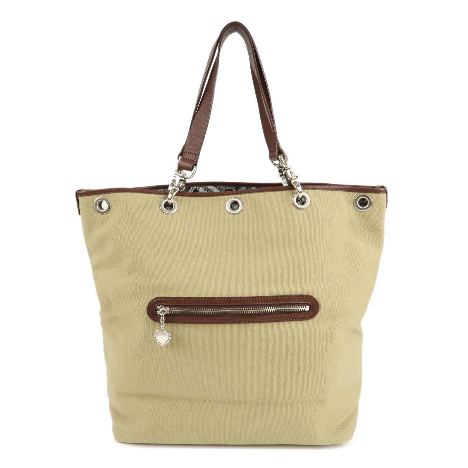 BURBERRY-Blue-Label-Canvas-Leather-Equestrian-Knight-Shoulder-Bag
