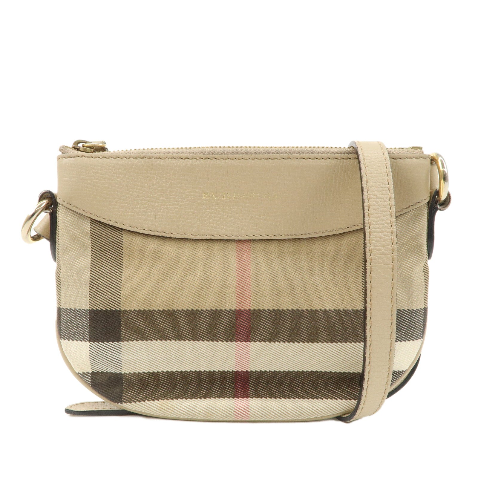 BURBERRY-Nova-Plaid-Canvas-Leather-Shoulder-Bag-Beige