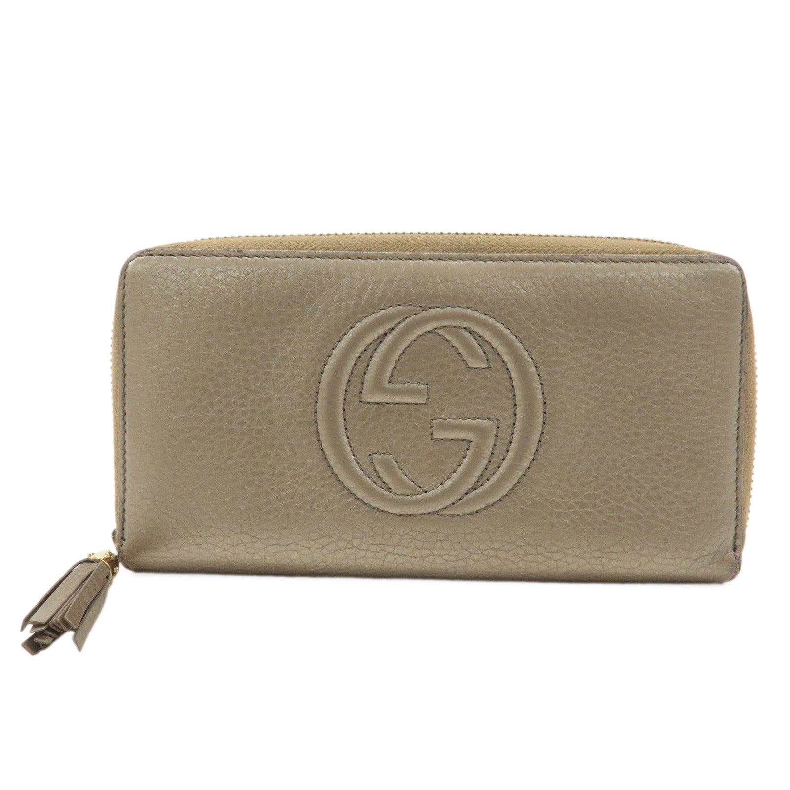 GUCCI SOHO Interlocking G Leather Round Zipper Long Wallet 308004