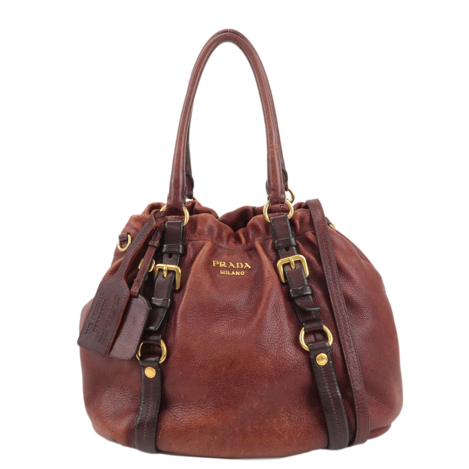 PRADA-Leather-2Way-Bag-Shoulder-Bag-Crossbody-Bag-Brown-BN1773