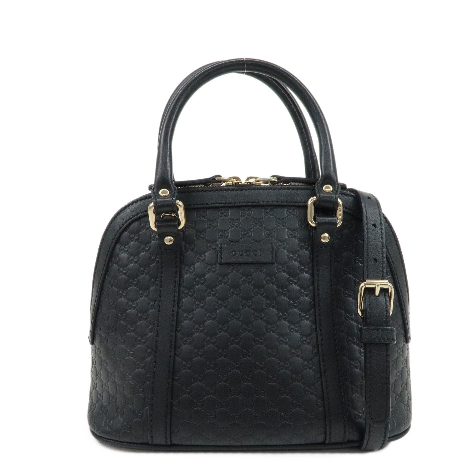 GUCCI-Micro-Guccissima-Leather-2Way-Shoulder-Hand-Bag-Black-449654