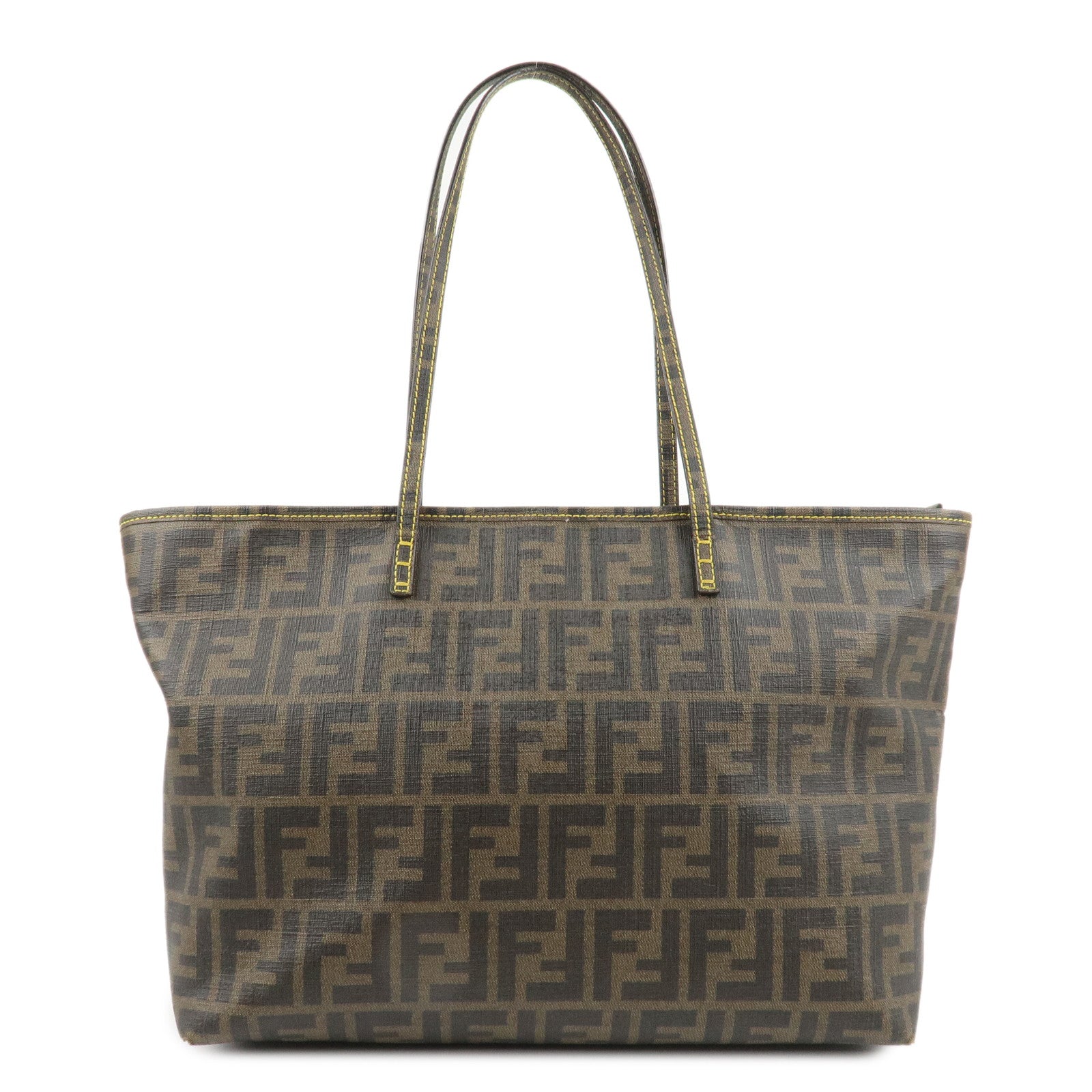 FENDI-Zucca-Logo-Print-PVC-Tote-Bag-Brown-Black-8BH198