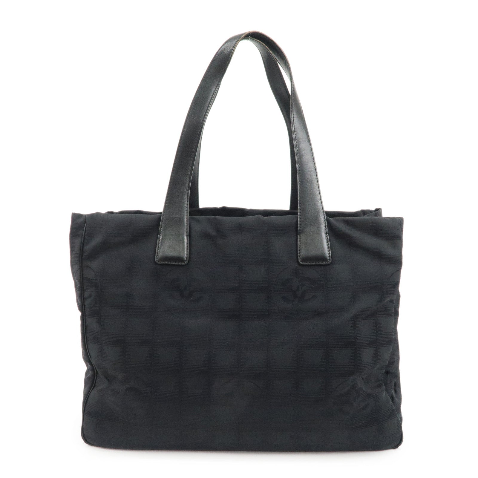 CHANEL-Travel-Line-Nylon-Jacquard-Leather-Tote-Bag-A15991