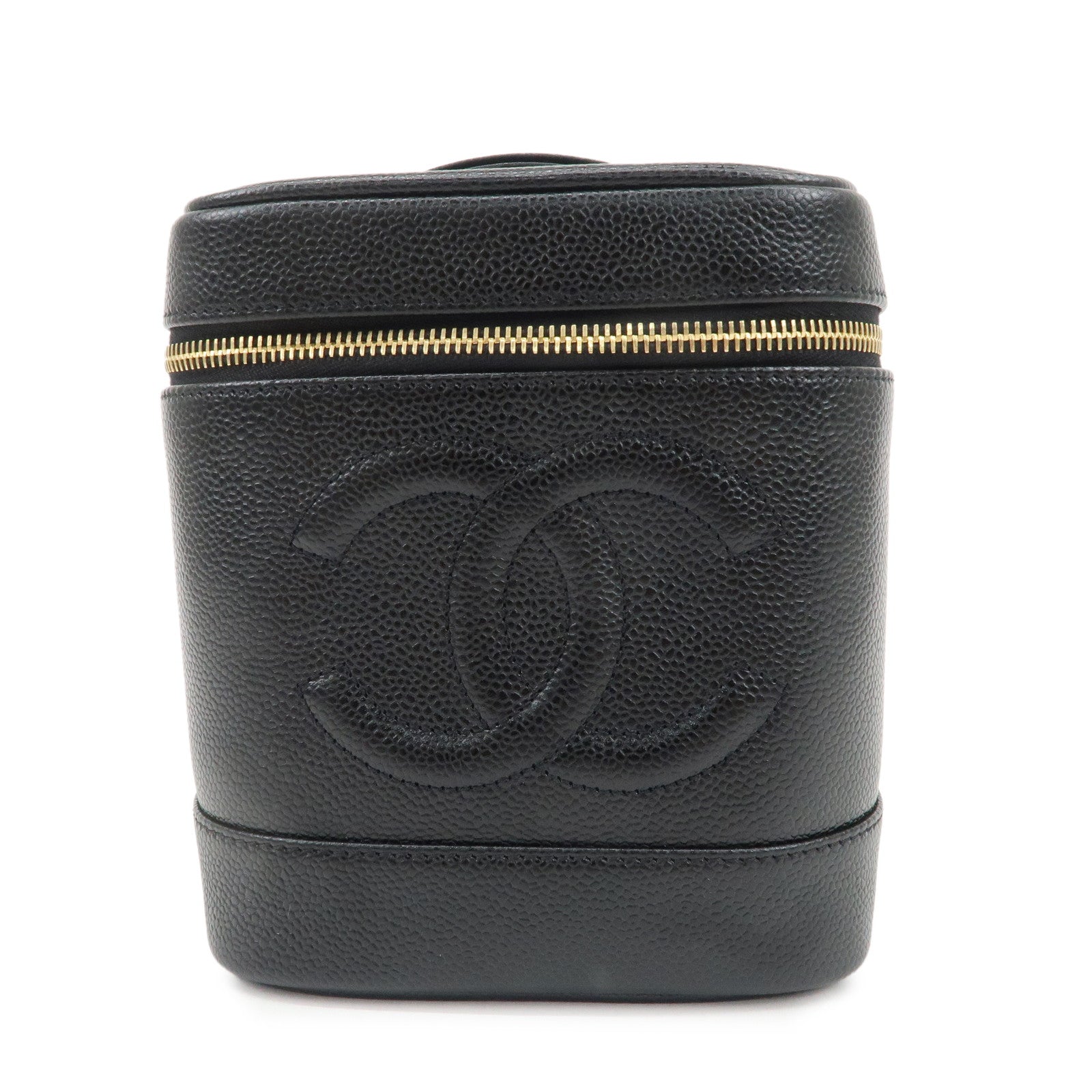 CHANEL-Caviar-Skin-Vanity-Bag-Hand-Bag-Cosmetic-Pouch-Black-A01998