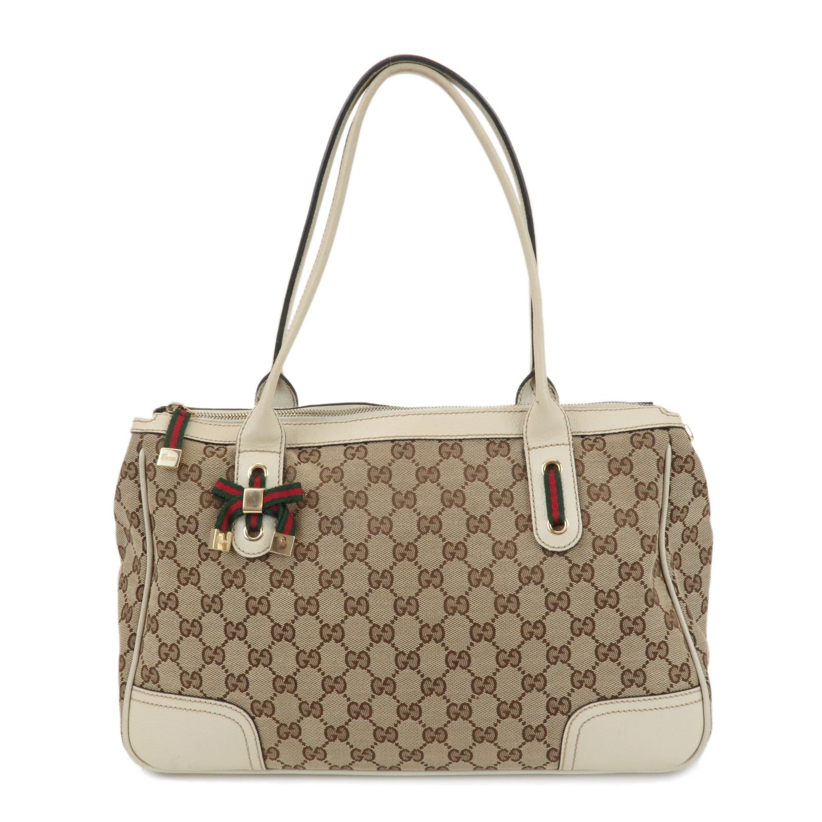 GUCCI-Princy-Sherry-GG-Canvas-Leather-Tote-Bag-Beige-Ivory-177052