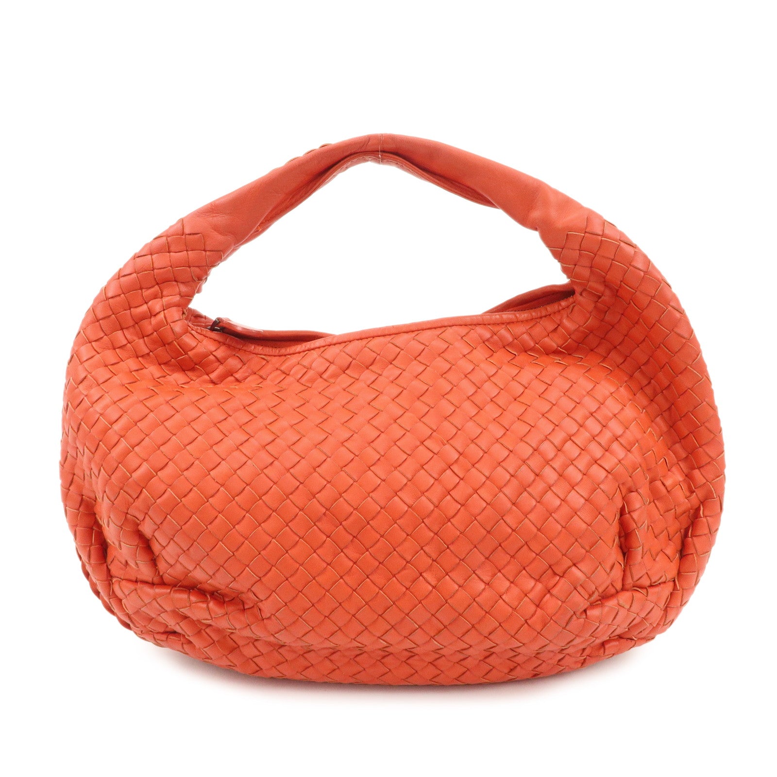 BOTTEGA-VENETA-Intrecciato-Leather-Shoulder-Bag-Orange-232499