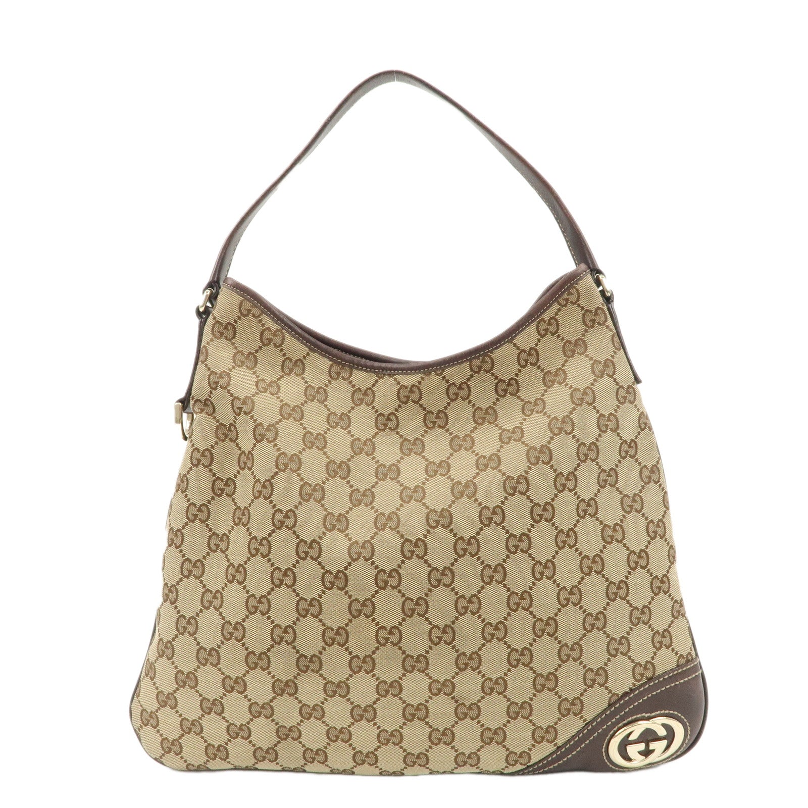 GUCCI-New-Brit-GG-Canvas-Leather-Tote-Bag-Beige-Brown-169945