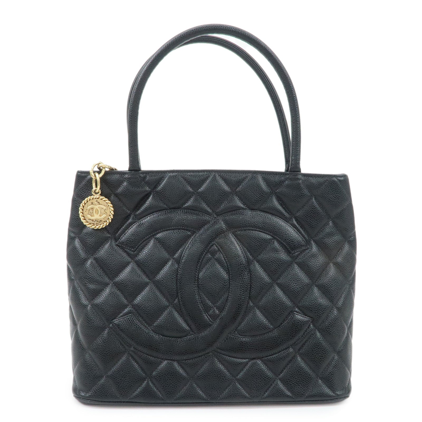 CHANEL-Caviar-Skin-Matelasse-Tote-Bag-Black-A01804