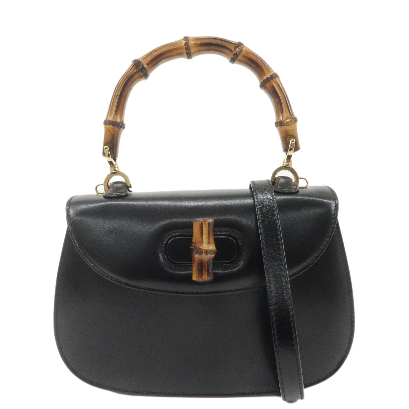 GUCCI-Bamboo-Leather-2Way-Hand-Shoulder-Bag-Black-000.2046