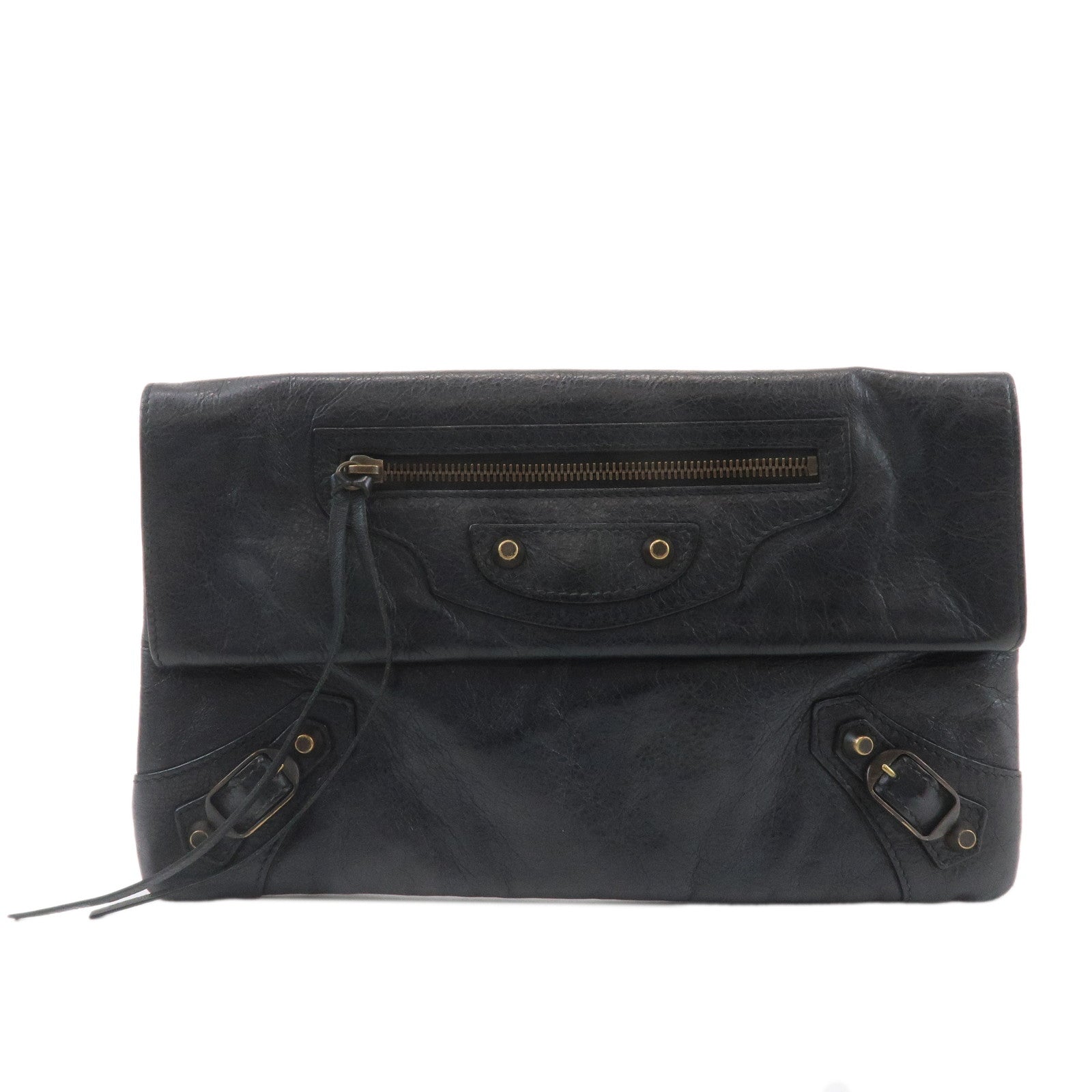 BALENCIAGA-Leather-Classic-Envelope-Clutch-Bag-Black-224915