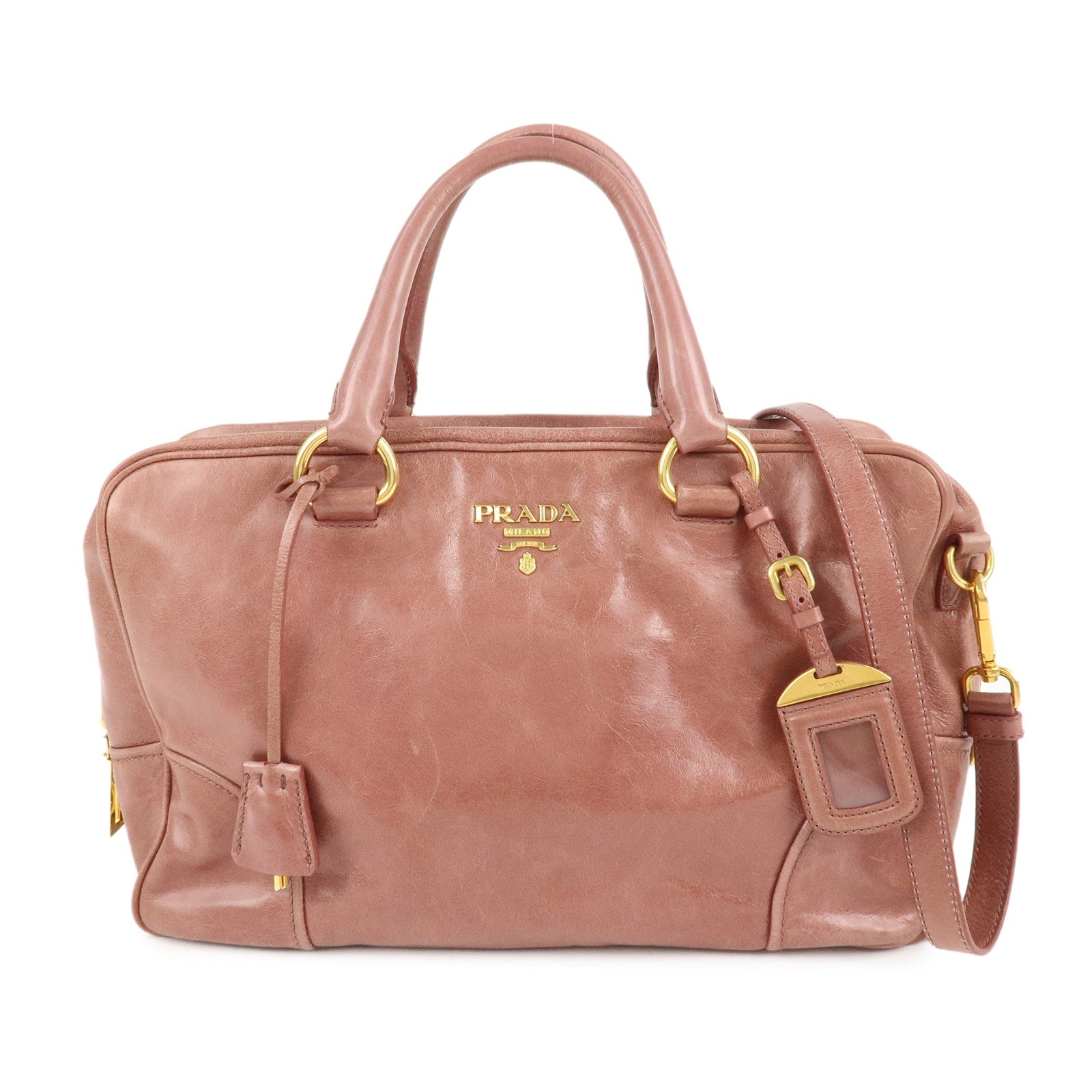 PRADA-Leather-2Way-Hand-Bag-Shoulder-Bag-Pink-BL0821