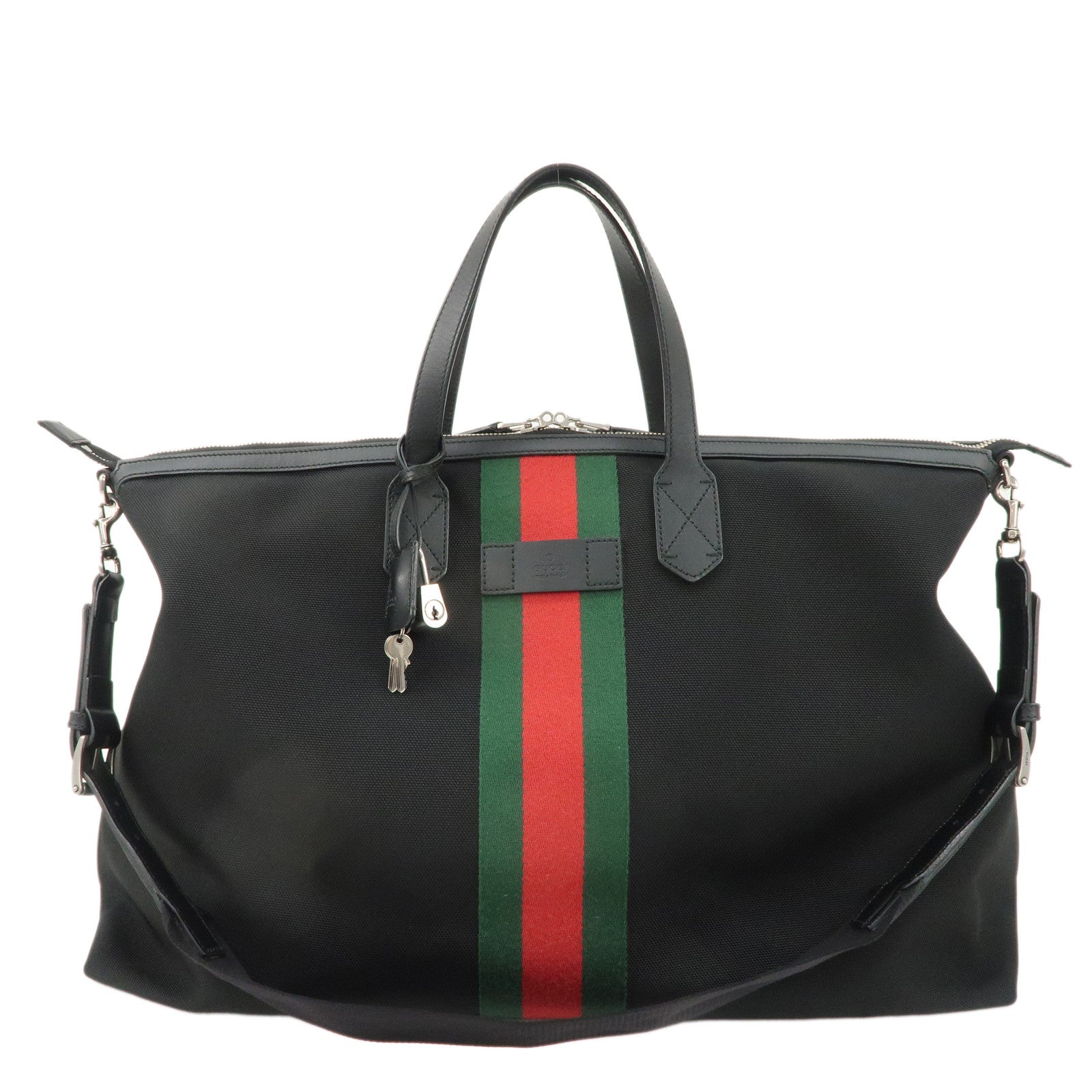 GUCCI-Sherry-Techno-Canvas-Leather-Carry-On-Bag-Boston-Bag-353406