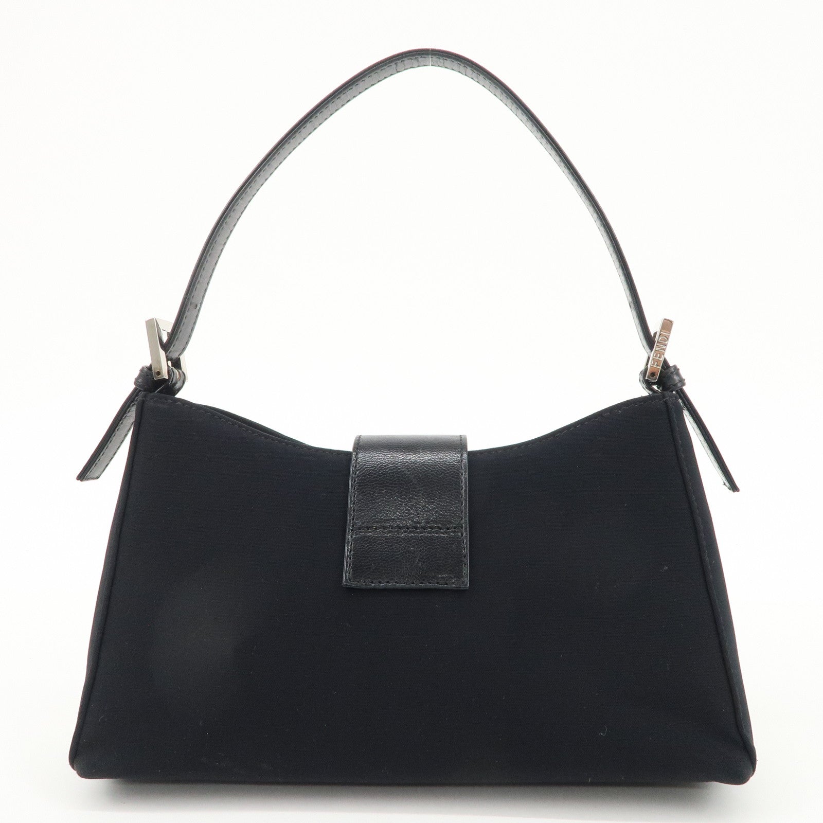 FENDI Mamma Baguette Urethane Leather Shoulder Bag Black