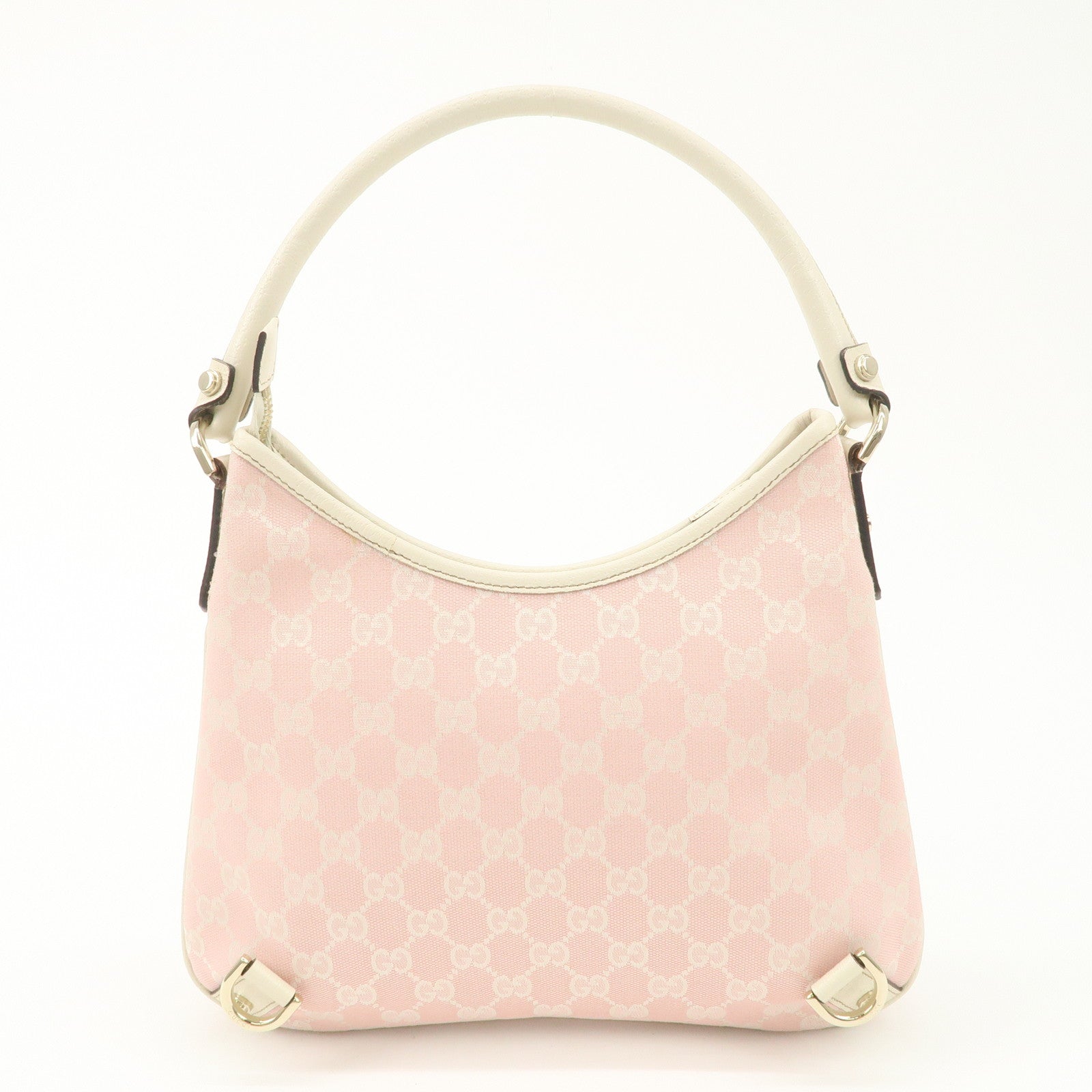 GUCCI Abbey GG Canvas Leather Shoulder Bag Ivory Pink 130738 Used