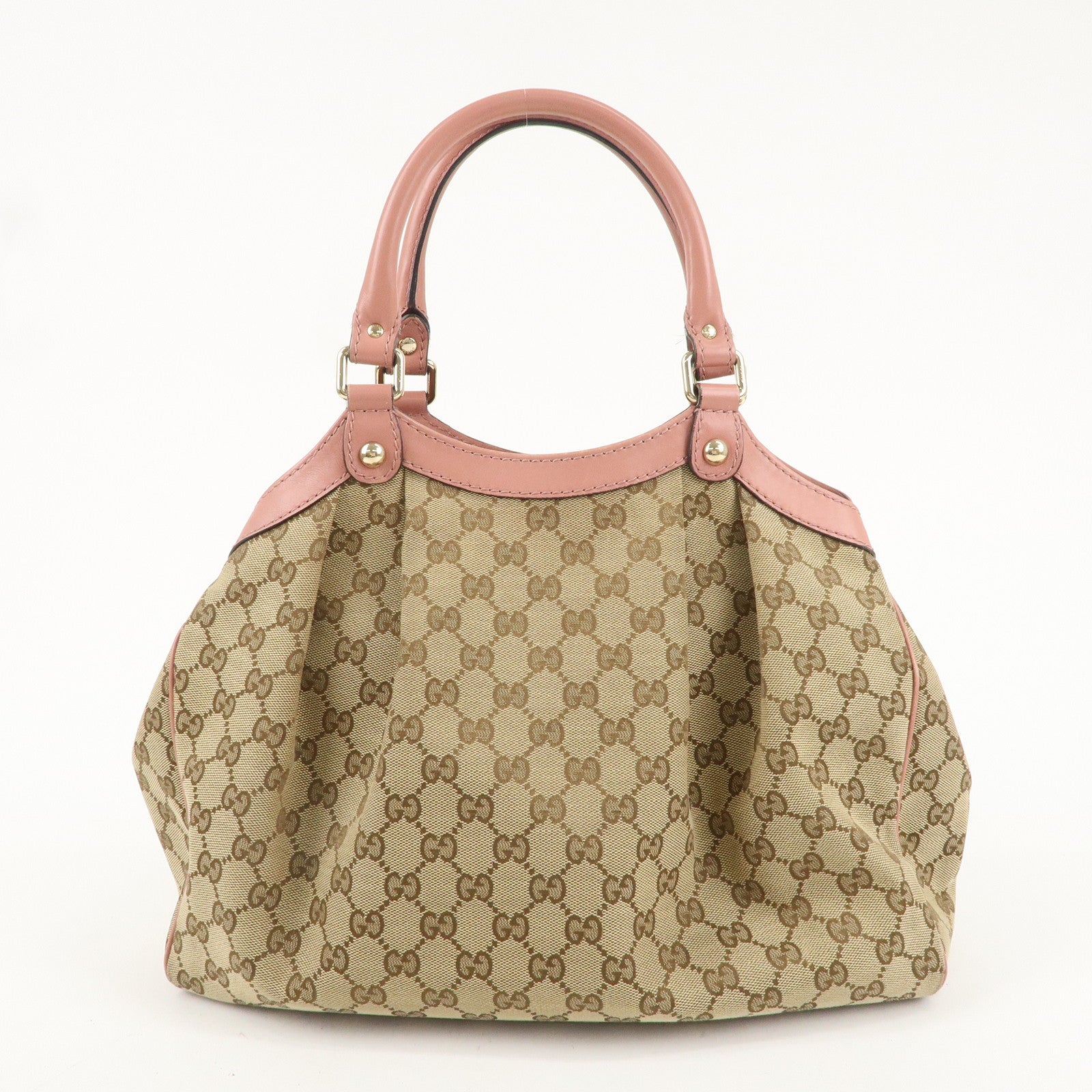 GUCCI Sukey GG Canvas Leather Hand Bag 211944 Beige Pink