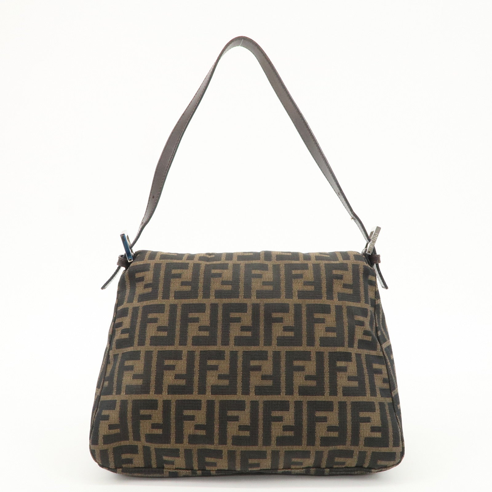 FENDI Mamma Baguette Zucca Canvas Leather Shoulder Bag 26325