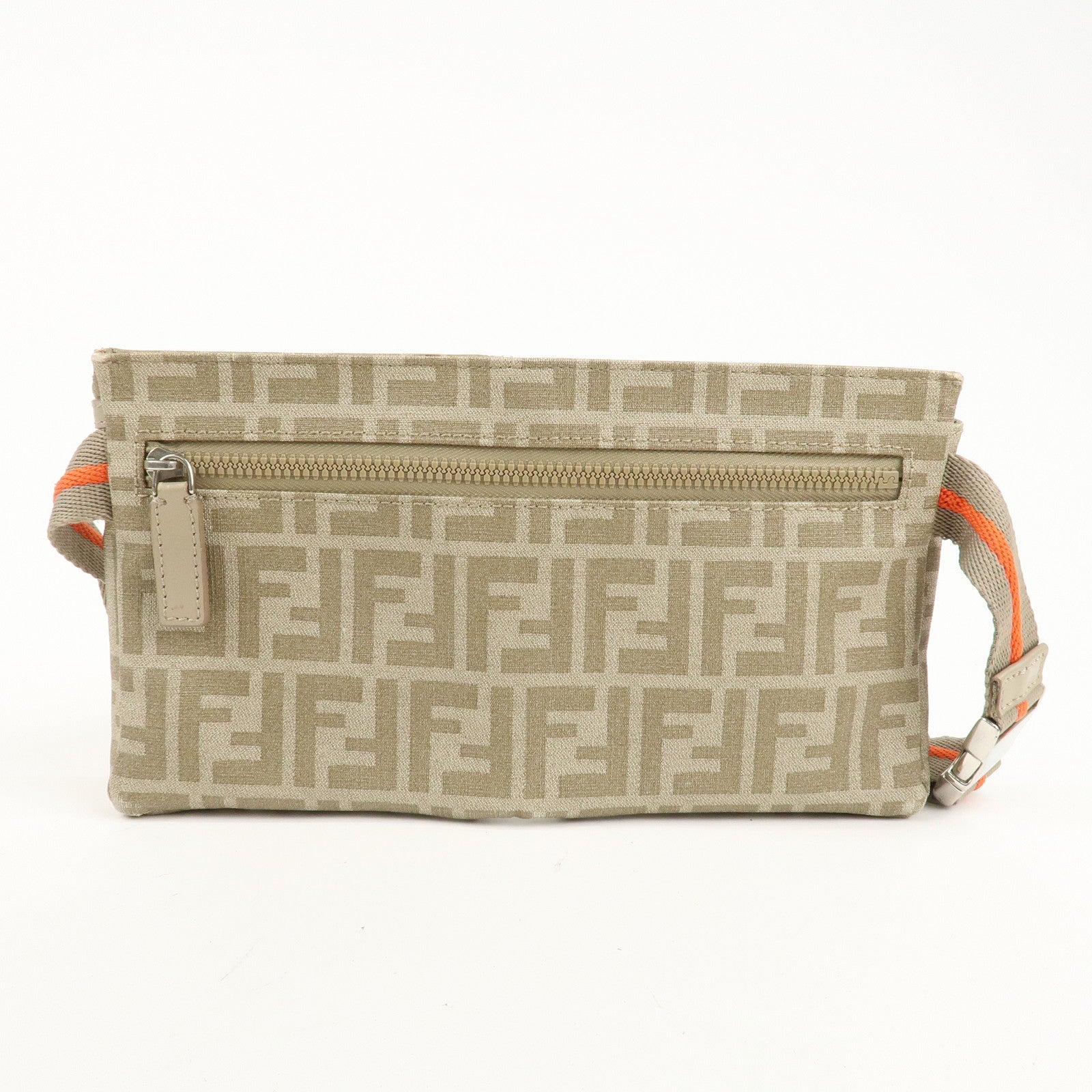 FENDI Zucca PVC Nylon Leather Waist Bag Body Bag 7VA280 Beige