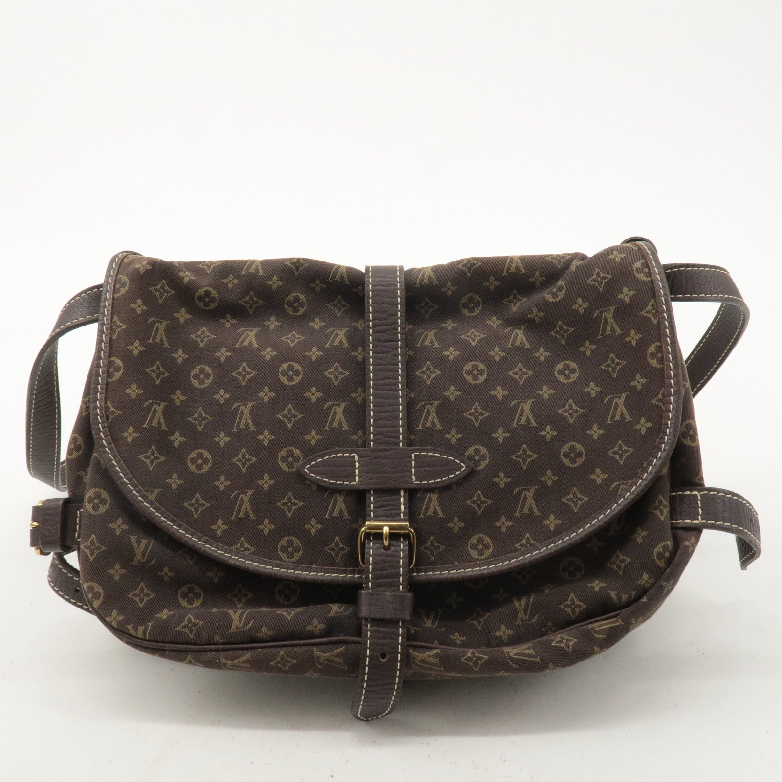 Louis Vuitton Monogram Mini Lin Saumur 30 Ebene Brown M95227