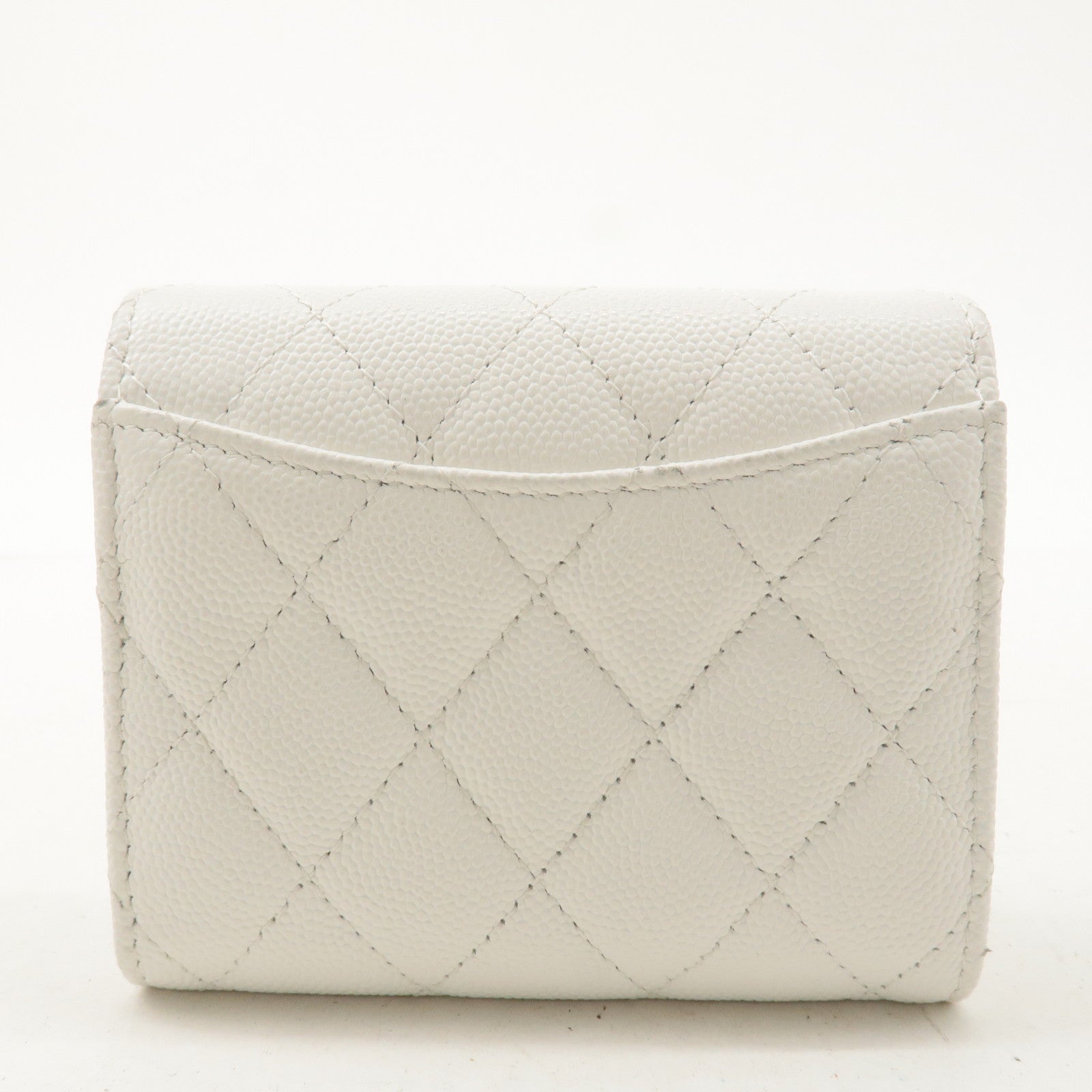 CHANEL Matelasse Caviar Skin Compact Wallet White A84029