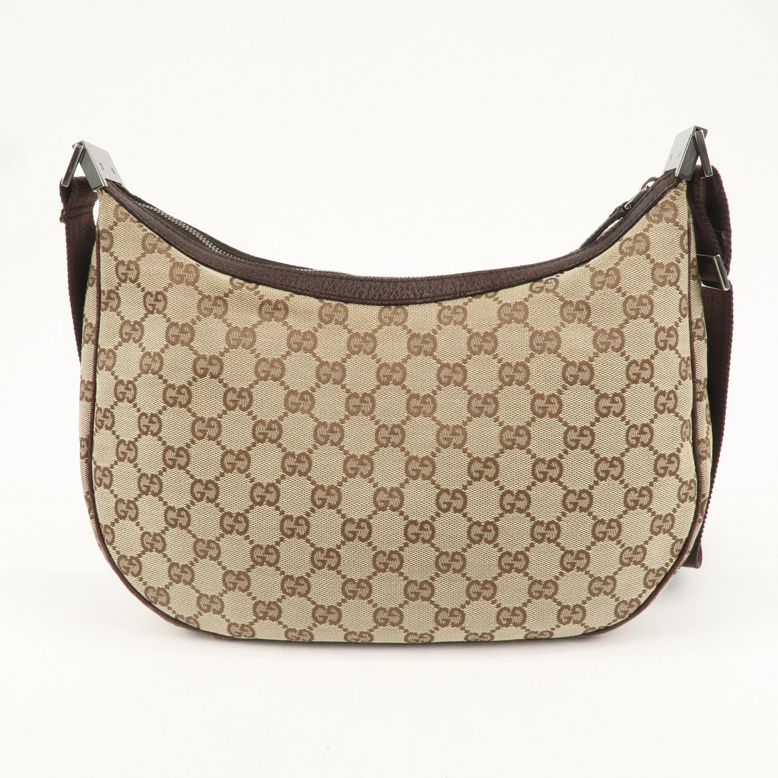 GUCCI GG Canvas Leather Shoulder Bag Beige Brown 122790