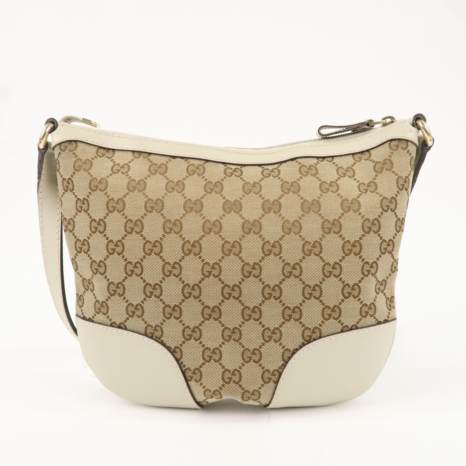 GUCCI Lovely GG Canvas Leather Shoulder Bag Ivory Beige 257072