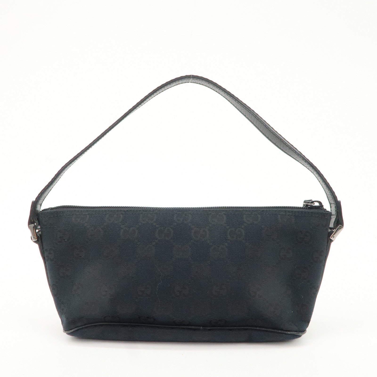 GUCCI GG Canvas Leather Hand Bag Shoulder Bag Pouch Black 141809