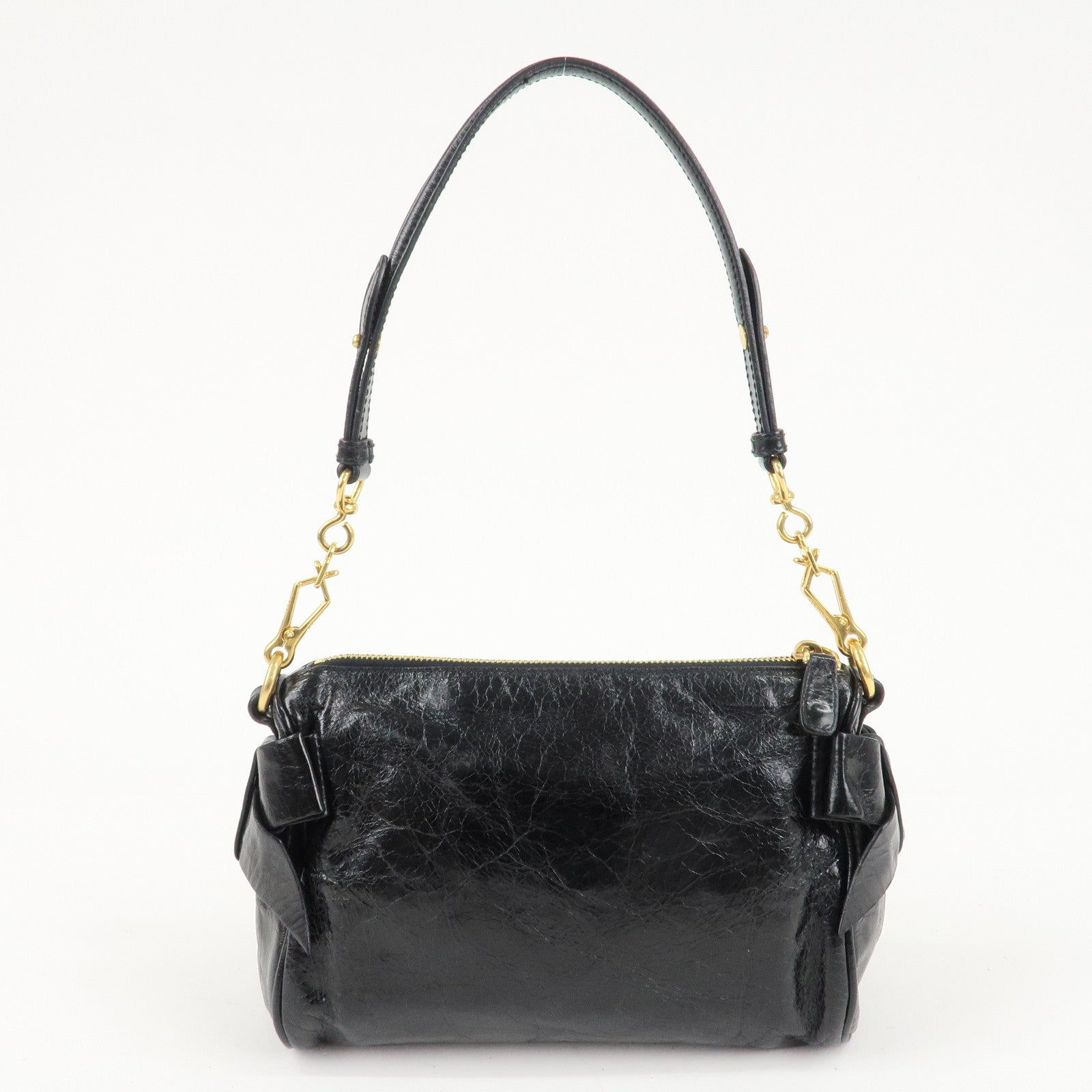 MIU MIU Leather Shoulder Bag Hand Bag Black