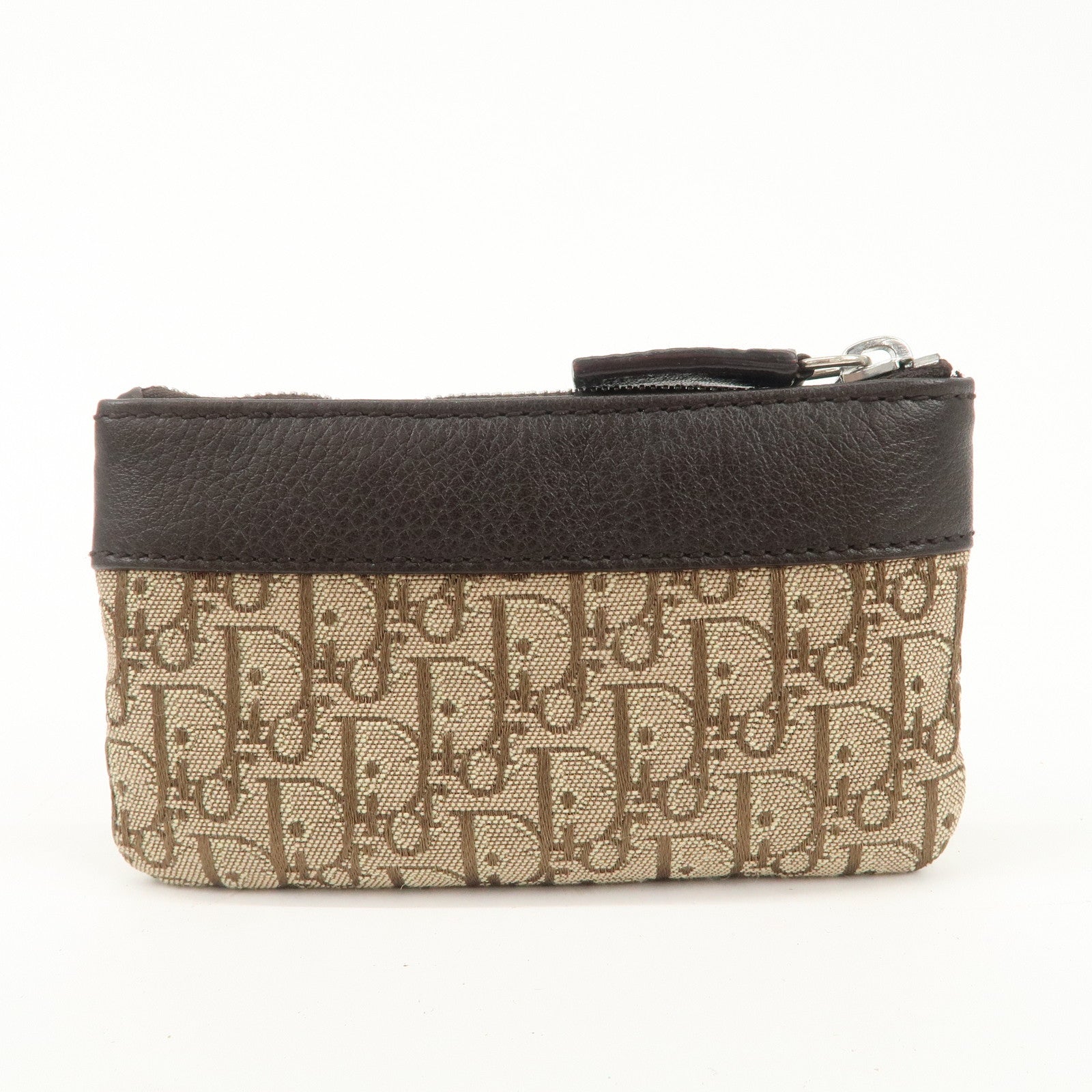 Chiristian Dior Trotter Canvas Leather Coin Key Case Beige Brown Used