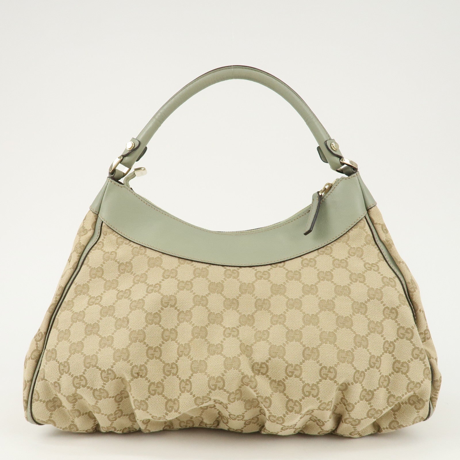 GUCCI Abbey GG Canvas Leather Shoulder Bag Beige Gold 189833