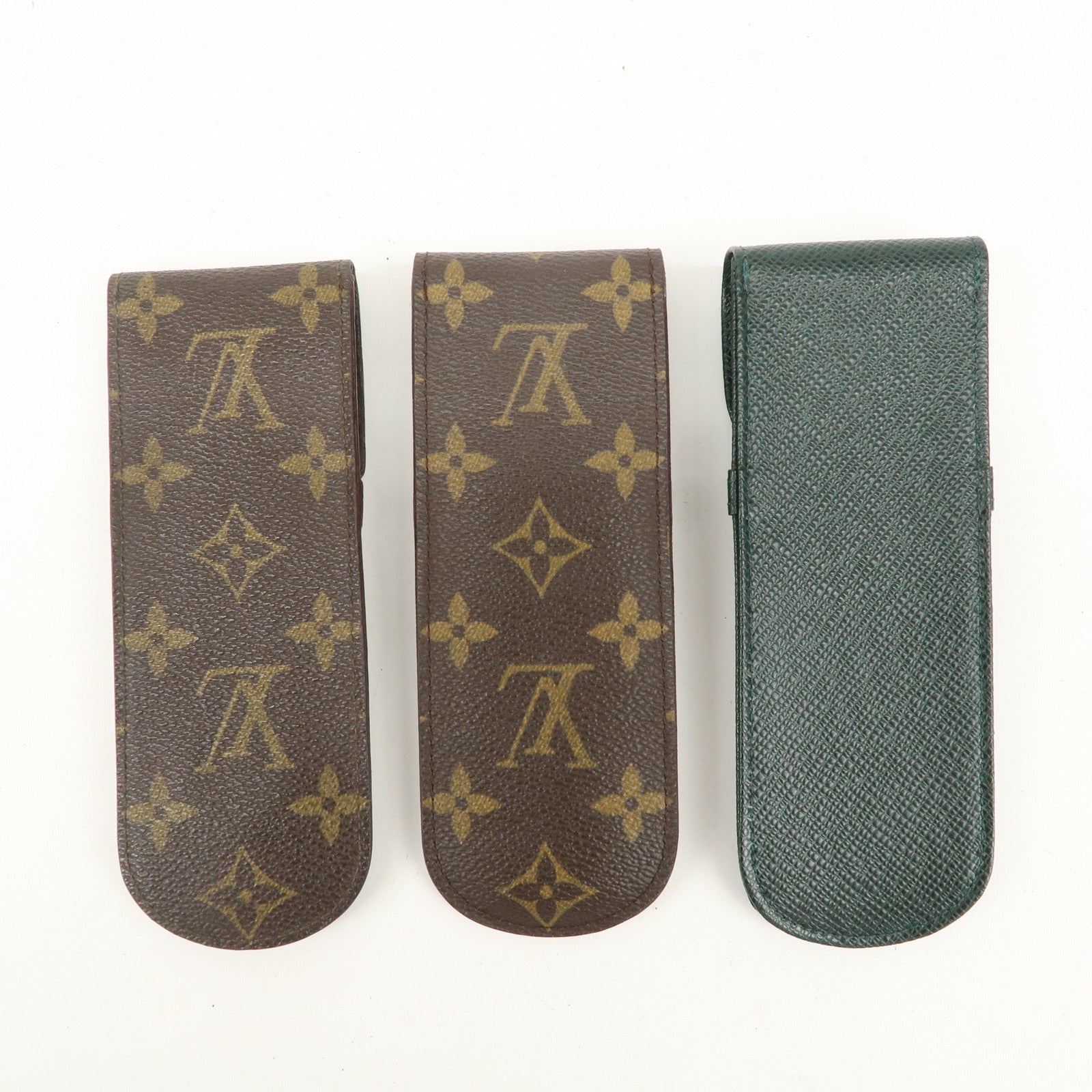 Louis Vuitton Monogram Taiga Set of 3 Glasses Case M62990 M30364 Used