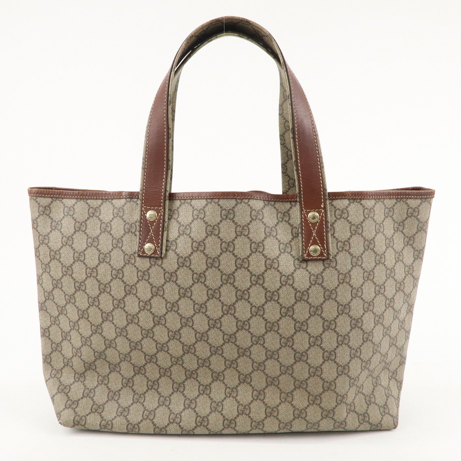 GUCCI Sherry GG Supreme Leather Tote Bag Beige Brown 211134