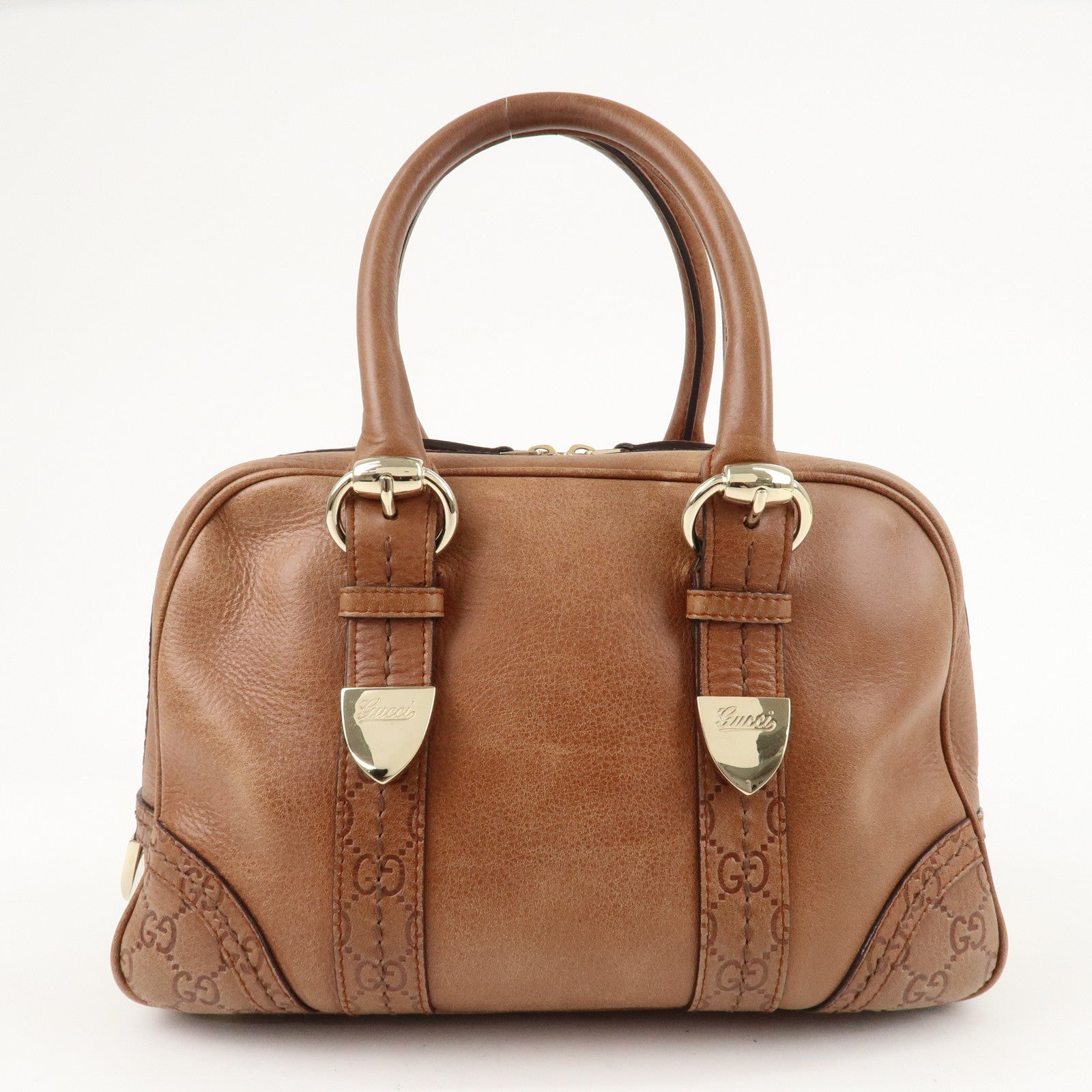 GUCCI Guccissima Leather Hand Bag Boston Bag Brown 181509