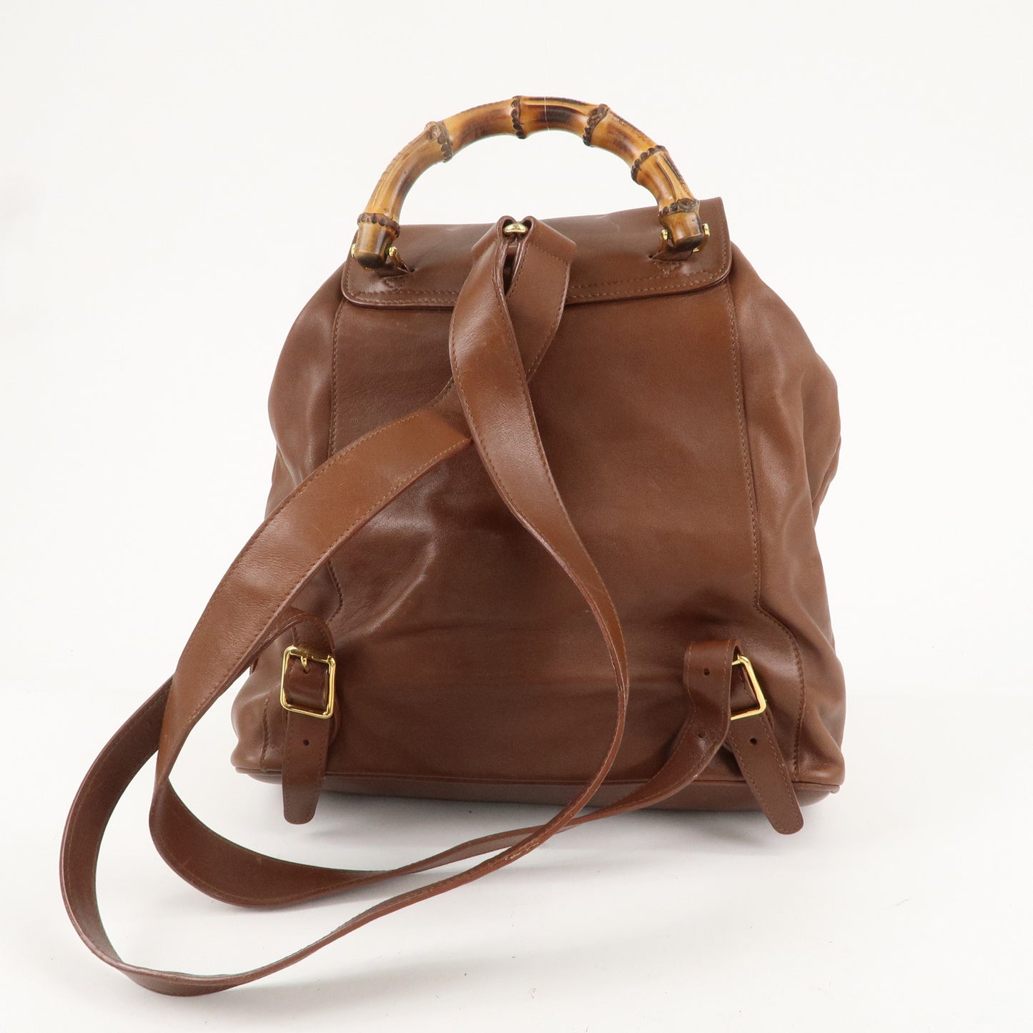 GUCCI Bamboo Leather Back Pack Brown 003.2058.0016