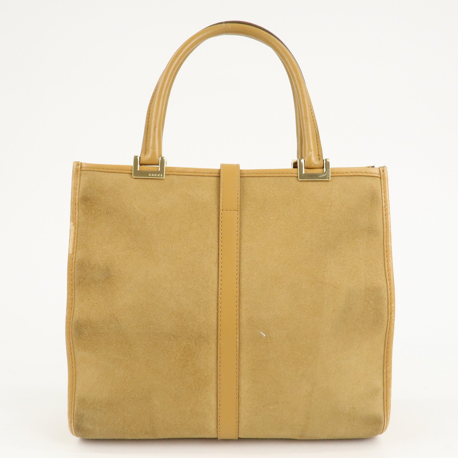 GUCCI Jackie Suede Leather Tote Bag Hand Bag Beige 002.1065