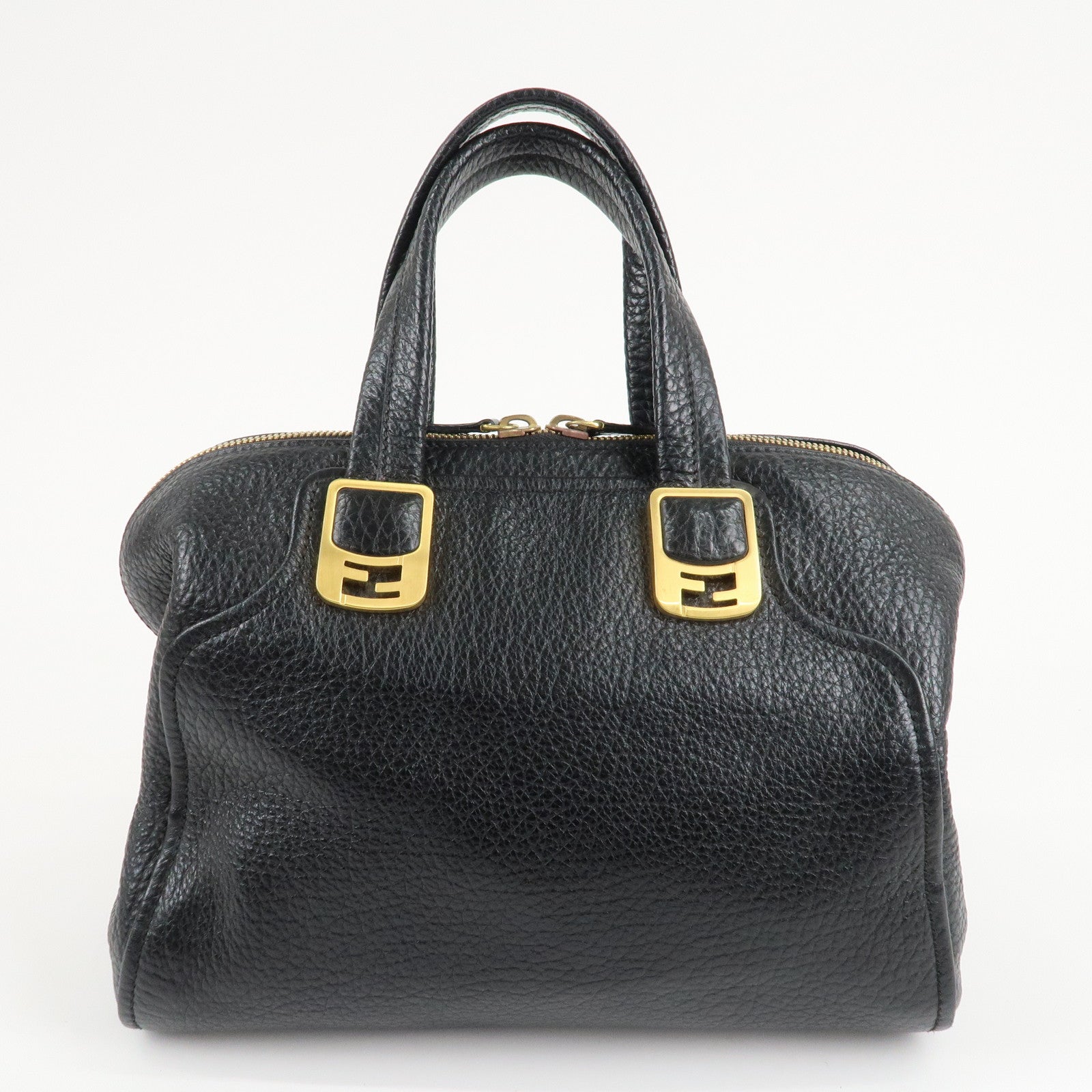 FENDI Chameleon Leather 2WAY Bag Hand Bag Black 8BL114