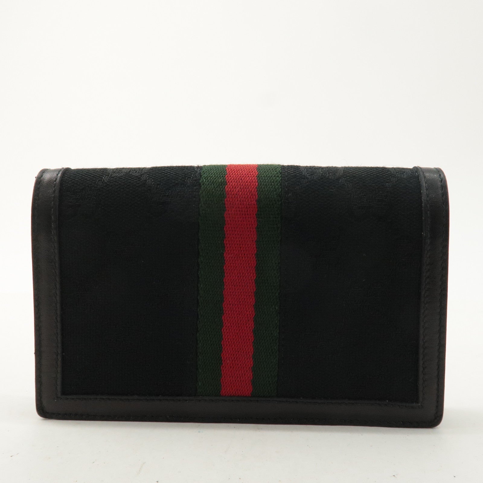 GUCCI Old Gucci Sherry GG Canvas Leather Pouch Black