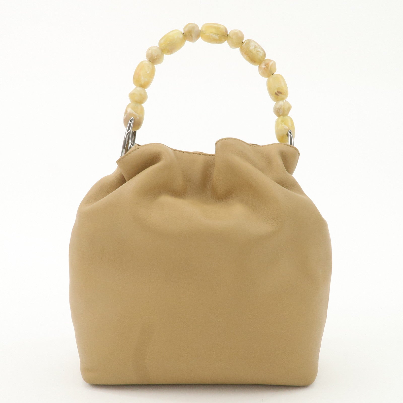 Christian Dior Maris Pearl Leather Hand Bag Beige